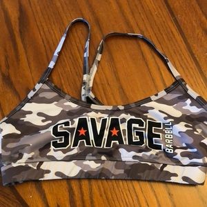 Savage Barbell camo sports bra